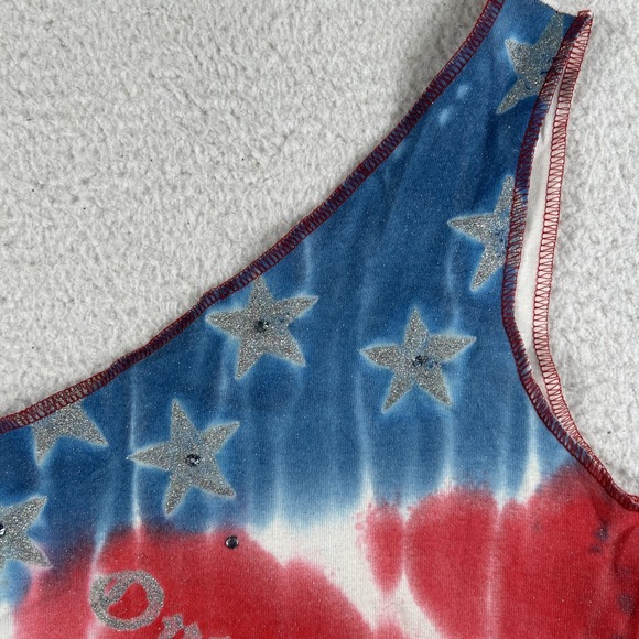 Vintage Outlaw Shirt Womens Medium Tie Dye One Shoulder Crop USA Y2K Grunge - Picture 3 of 13